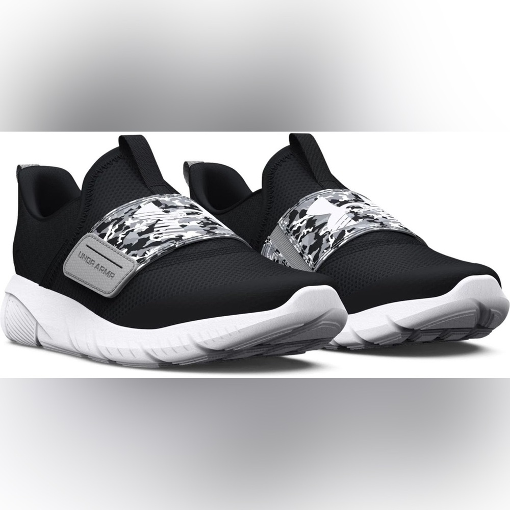 Under Armour Kids Black and White Slip-On Sneakers